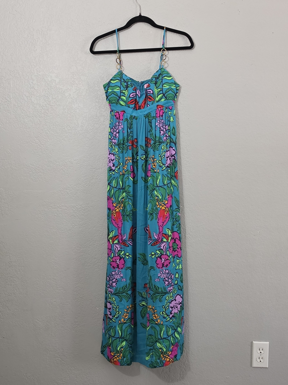 Lilly Pulitzer Joanna Maxi Dress Turquoise "Shake Your Tail Feathers" Womens 2 - Picture 4 of 15